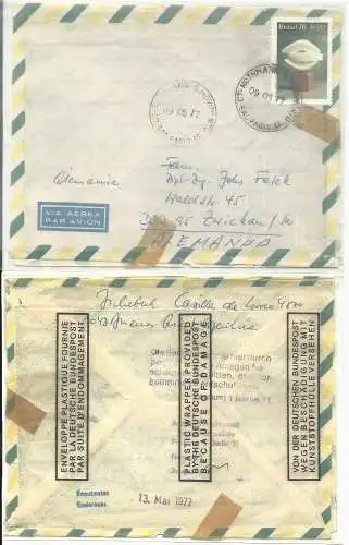DDR 1977, Berlin Postautomation, beschädigter u. neu verpackter Brasilien Brief
