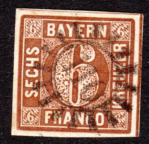 Bayern 4 II1, MR 110 GLEUSSEN zentr. auf breitrandiger 6 Kr. Typ 2 Pl. 1