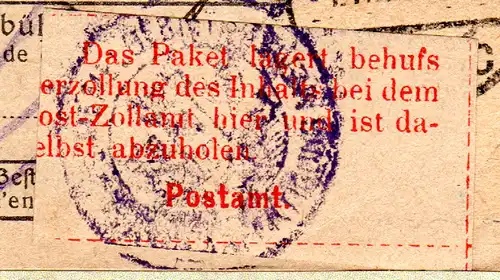 DR 1922, 5 Marken vorder- u. rücks. auf Paketkarte v. Königsberg m. Zollstempel