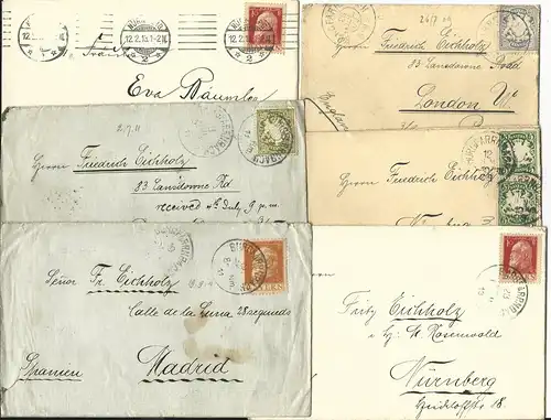 Bayern, Burgfarrnbach, Korrespondenz v. 6 Briefe u.a. n. Spanien u. GB