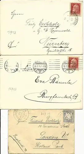 Bayern, Burgfarrnbach, Korrespondenz v. 6 Briefe u.a. n. Spanien u. GB