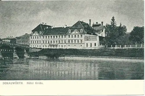 Donauwörth, Hotel & Brauerei Krebs, ungebr. sw AK