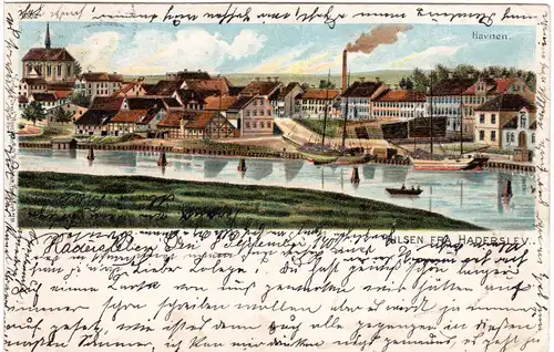 Dänemark, Hilsen fra HADERSLEV, 1902 gebr. Nordschleswig Litho-AK