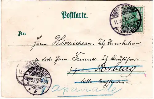 Dänemark, Hilsen fra HADERSLEV, 1902 gebr. Nordschleswig Litho-AK