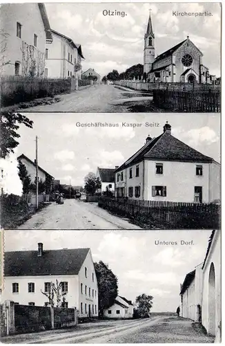 Otzing b. Plattling m.Geschäftshaus Kaspar Seitz, 1916 gebr. Mehrbild sw-AK