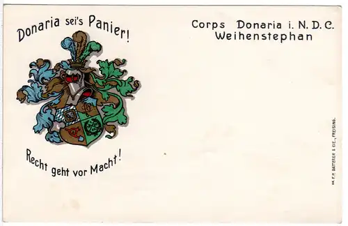 Freising, Corps Donaria i.N.D.C. Weihenstephan, ungebr. Studentica Farb-AK
