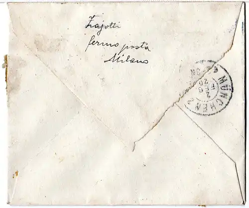 Italien 1920, 10+2x20+30 C. Express auf Reko-Eilboten Brief v. MILANO n. Bayern