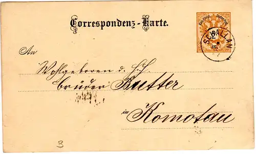 Österreich 1887, Fingerhutstpl. SCHALLAN auf 2 Kr. Ganzsache