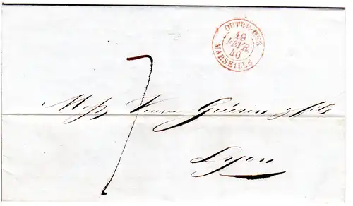Italien Neapel 1846, Schiffsbrief v. Napoli n. Frankreich 