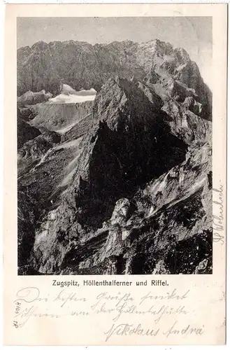 Bayern 1903, Posthilfstelle HÖLLENTHALHÜTTE Taxe Garmisch auf sw-AK m. 5 Pf.