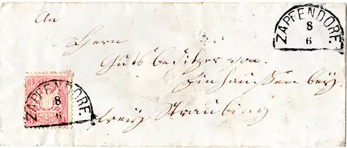 Bayern, HKS ZAPFENDORF klar auf kl. Brief m. 3 Kr.