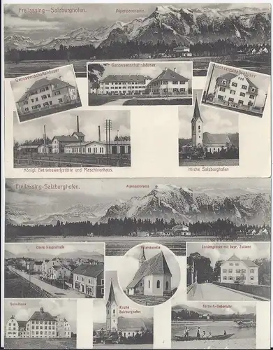 Freilassing Salzburghofen 1912, 2 gebr. sw AK m. versch. Motiven. #1533