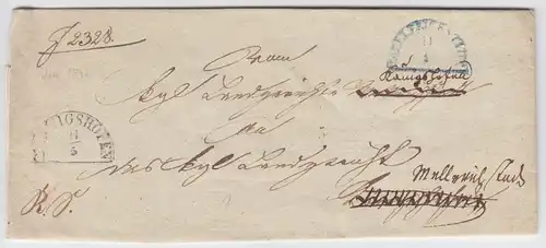 Bayern 1842, HKS Könighofen u. blau Mellrichstadt auf Nachsende Brief . #1391