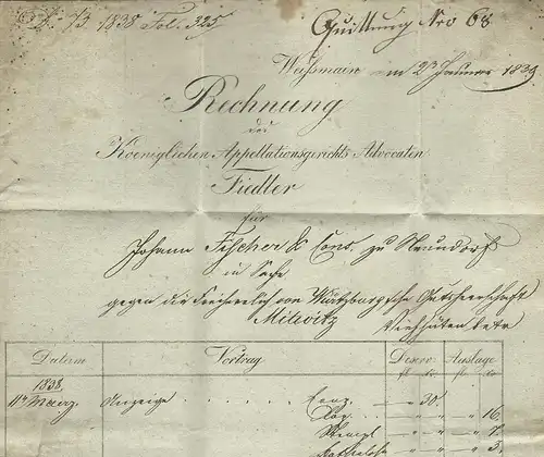 Bayern 1839, Fingerhut Stpl. Zettlitz auf Brief v. Weismain n. Neudorf. #2797