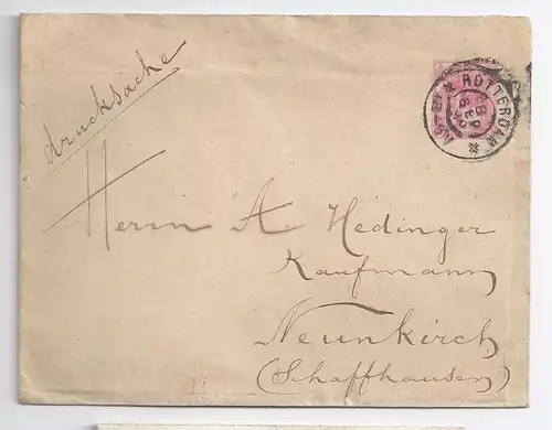 NL Schweiz 1899, 5 C. Ganzsache, Ausl.-Drucksachenverwendung v. Rotterdam. #720