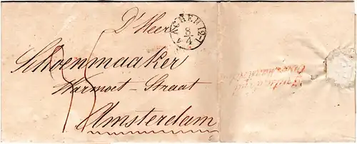 Preussen 1836, Kl. K1 AACHEN auf Porto Brief i.d. NL
