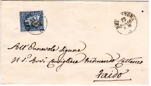 Schweiz 1866, K1 BELLINZONA auf m. 10 C. n. Faido