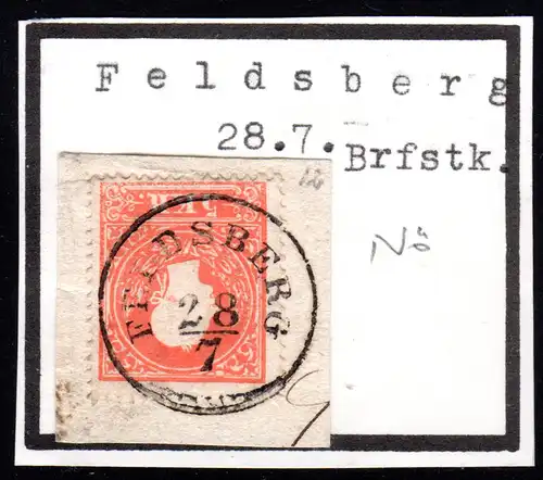 Österreich, 5 Kr. auf schönem Briefstück m. Niederösterreich-K1 FELDSBERG