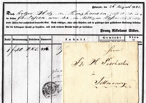 Bayern 1842, Fuhrmannsbrief Nicolaus Siller v. Hafnerzell n. Tittmoning 