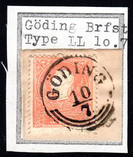 Österreich, 5 Kr. auf schönem Briefstück m. Mähren-K1 GÖDING (heute Hodonin)