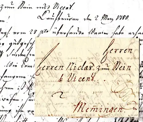 Bayern 1780, Porto Brief v. Kaufbeuren n. Memmingen