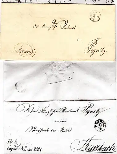 Bayern 1849, Fingerhut Stpl. PEGNITZ auf Orts Brief. Doppelt verwendeter Brief 