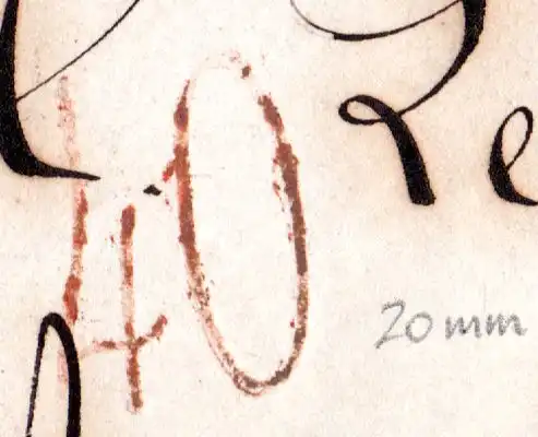 Schweiz 1865, Portostpl. "40" in braunrot auf Brief v. Marseille Frankreich