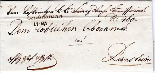 Österreich 1846, Mähren-L1 GOLDENBRUNN auf Brief v. Lefkowitz n. Dernstein
