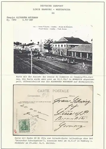 DR  1907, DSP L Hbg Westafrika XX auf Französisch Guinea AK m. 5 Pf. #2103