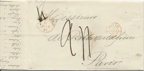 NL 1861, Porto Brief m. gerduckten Wechselkursen v. Amsterdam n. Frankreich #234