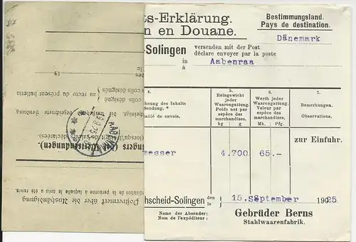 DR 1930, 5+50+100 Pf. auf Paketkarte via Den Danske Posteksped. Flensburg. #2806