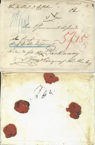 Bayern 1864, Landau, gesiegelter Wert Brief n. Backnang Württemberg #2805