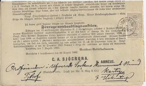 Schweden 1882, EF Dienst 4 öre Zähnung 14 auf Drucksache v. Lidköping. #2207
