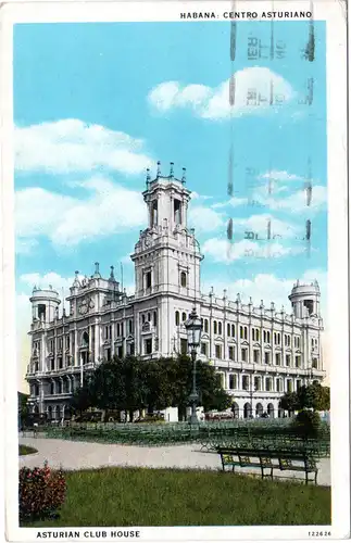 Cuba, Habana Asturian Club House, 1932 v. Havanna n. Norwegen gebr. sw-AK