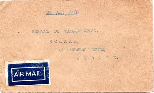 Indien 1931, 3 Marken rücks. auf Luftpost Brief v. Chennai n. Liechtenstein!
