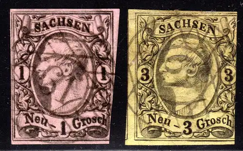 Sachsen, 1+3 NGr. m. zentrischem Nr.-Stpl. 61 HARTHAU b. CHEMNITZ