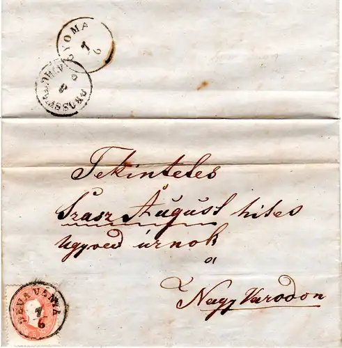 Österreich, DEVA VANYA, Ungarn-K1 auf Brief m. 5 Kr.