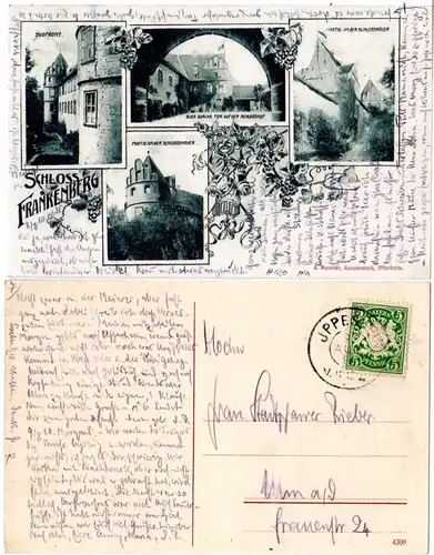 Bayern 1910, Reservestempel JPPESHEIM R auf Schloss Falkenberg sw-AK