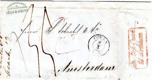 Preussen 1847, K2 COELN auf Porto Brief n. Amsterdam, NL