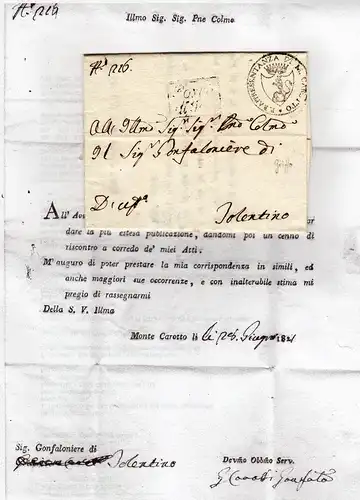 Italien 1821, Wappensiegel Stpl. m. Abb. Greif v. Monte Carotto