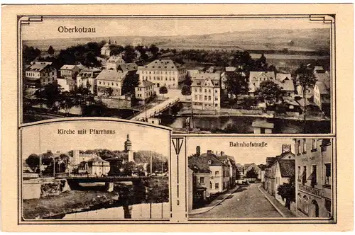 Oberkotzau m. Bahnhofstrasse, 1919 mit DR Germania Marken gebr. sw-AK