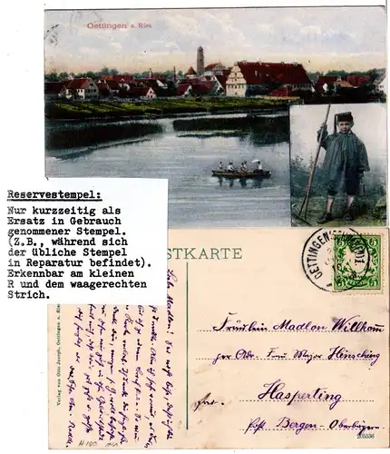 Öttingen m. Kind in Tracht, 1910 gebr. Farb-AK m.. Reserve-K2 OETTINGEN 1. R