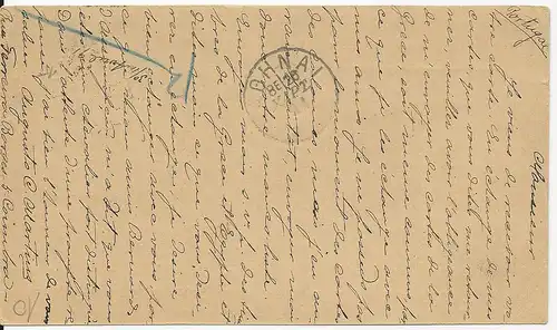 Portugal 1891, Brief Stpl. Coimbra auf Ganzsache n. Griechenland. #657