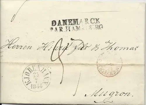 Dänemark 1846, Porto Brief v. Kopenhagen n. Mugron, Frankreich. #1543