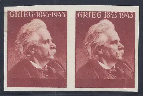Norwegen Mi.Nr. 288, GRIEG, Probedruck, Paar ohne Werteindruck!! #2546