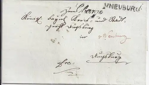 Bayern 1825, "v. NEUBURG", L1 u. handschriftl. auf  "Charge" Brief. #195