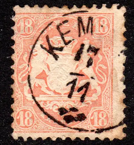 Bayern, Zier-K1 KEMPTEN Typ 2 klar auf schöner 18 Kr. Geprüft.