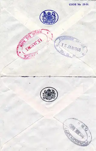 GB, 2 Diplomatenpost Briefe, 1x v. Griechenland m. Stpl. British Embassy Athens