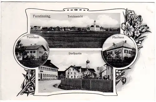Forstinning m. Forst- u. Pfarrhaus, 1914 gebr. Mehrbild sw-AK
