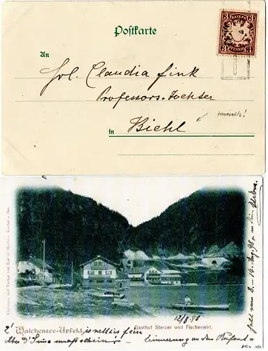 Bayern 1898, L2 Aushilfstempel BICHL auf Gasthaus sw-AK innerorts m. 3 Pf. 